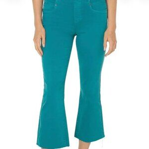 Liverpool Gia Glider Crop Flare With Back Kick Pleat in Lake Blue Size 10/30
